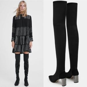 ZARA fabric thigh high boots